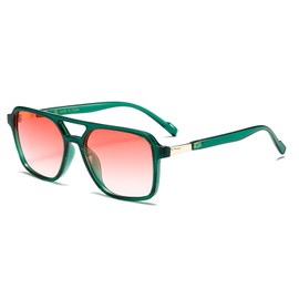 YAMEIZE Classic Double Bridge Rectangle Sunglasses - for Women Men Retro 70s Pilot Square Vintage Shades Driving Outdoor