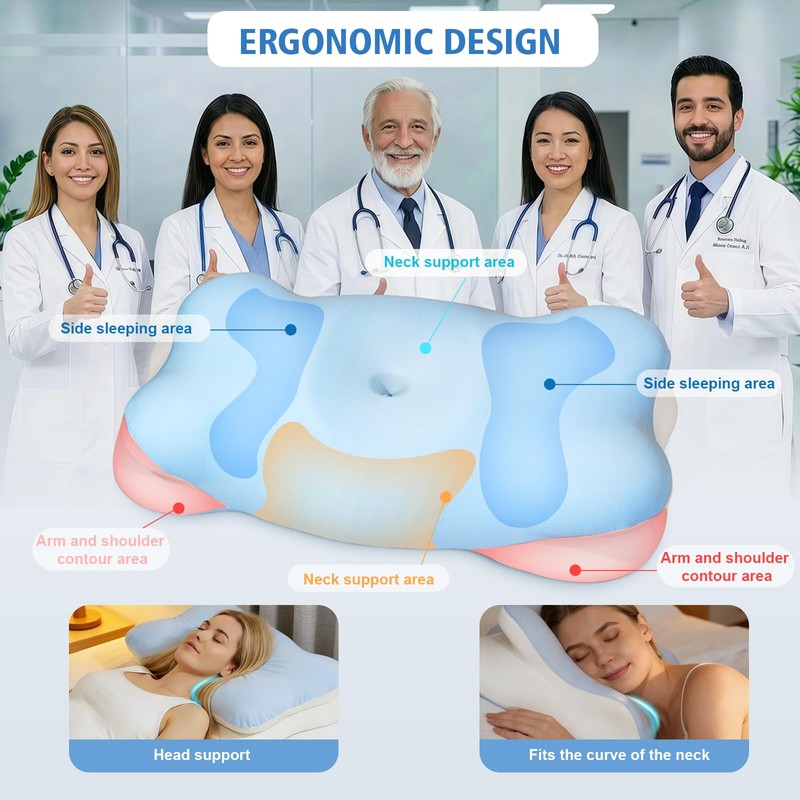Sleep Apnea Pillow, Ergo Cervical Neck Pillows for Pain Relief