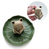 NAGU 100% Handmade Ceramic Stick Incense Burner Holder,Small Frog Incense,Lotus