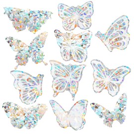 Pack of 26 Butterfly Prism Window Stickers, Bird Protection, Butterfly Suncatcher Stickers, Static Cling, Bird Protection for Glass Panes, Rainbow Window Sticker Film Against Bird Strikes