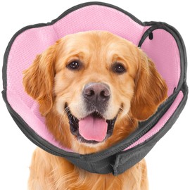 IECOii Elizabeth Collar, Dogs and Cats, Adjustable, Breathable, Lightweight, Soft Dog Collar, Prevents Licking, Scratching, Wound Protection, Postoperative Care, Medium Dogs, Pink M