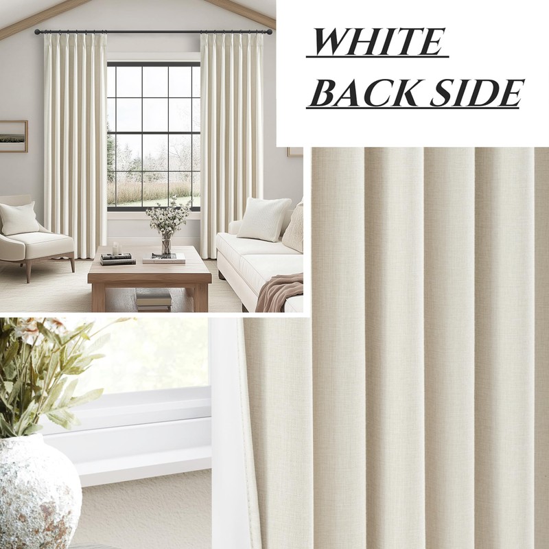 Cream Blackout Curtains & Drapes 96 Inches Long 2 Panels