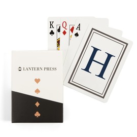 Lantern Press Monogram, Estate, Gray and Blue, H (52 Playing Cards, Poker Size Card Deck with Jokers)