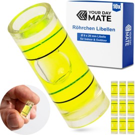 Tube Level Set, 10 Pieces, with 20 x Diameter 9 mm Outer, Spirit Level without Labelling, Dragonfly Water Scale Pipe, 1-Way Levelling, Can Level for Caravan, Camera, DIY, Spirit Level Bullseye