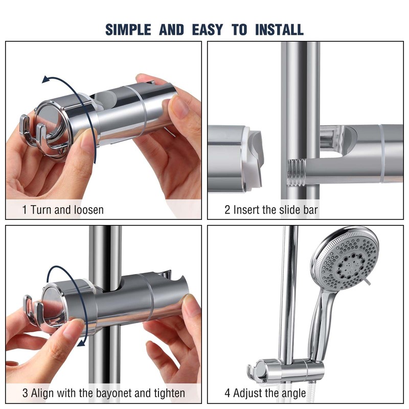 Vinabo Shower Head Holder No Drilling 18-25mm Diameter Adjustable Shower
