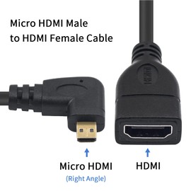 Maxhood Micro HDMI to HDMI Adapter, 6inch Right Angle Micro HDMI to HDMI Cable, Short Micro HDMI Male to HDMI Female Cable, 4K HDMI to Micro HDMI Adapter for Raspberry Pi 4, HERO 7/6/5, Cameras