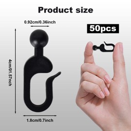 Pack of 50 Gazebo Hooks - Plastic Hooks for Curtains, Side Umbrellas, Mosquito Net - Sliding Ring Hooks for Garden Gazebo, Tent, Canopy