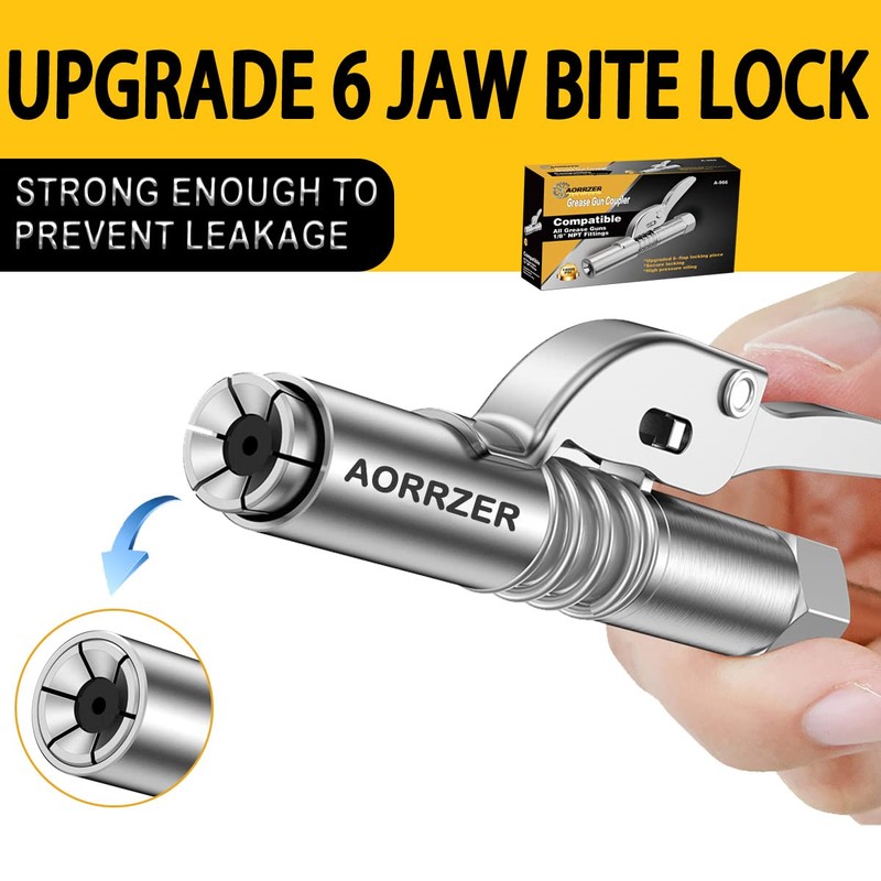 AORRZER Grease Gun Coupler 2 PCS, Strong Lock on Greases