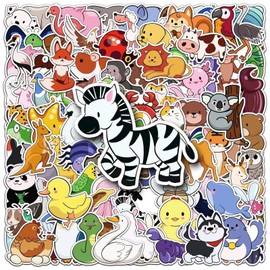 Emzenas 100 Pcs Cute Colorful Animal Stickers for Kids, for Classroom, Toddler Learning, Luggage, Water Bottle Sticker Animals Package.