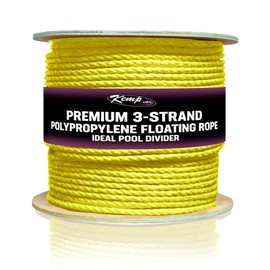 Kemp USA 600 FT Spool of Premium 3-Strand Polypropylene Floating Rope - 3/8 inch Rope, Anchor - U.V. Stabilized and Rot Proof - Ideal for Pools, Lakes, Golf Courses (Yellow)