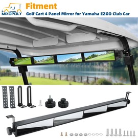 MIXOPOLY 4 Panel Golf Cart Rear View Mirror Wide Angle Universal for Yamaha EZGO Club Car, View Wink Mirror, Eliminate Blind Spots