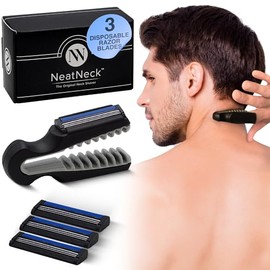 Afeitadora de precisión para el cuello y nuca: Agarre compacto y cómodo con 3 hojas de afeitar desechables: Afeitado suave para cuellos rebeldes, diseño portátil, hasta 30 usos