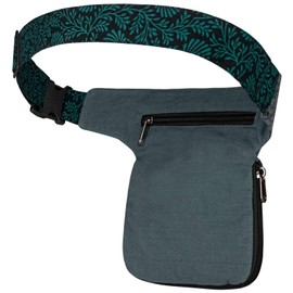 Kunst und Magie Goa Waist Bag Bum Bag Waist Belt Festival Bag Walking Bag, Petrol / grey