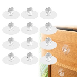 Sellerian Door Handles, Handles, Door Knobs, Underfloor Storage, 6 Pieces Set, Transparent, 2.0 x 0.9 inches (5 x 2.3 cm), Round Bathroom Door Handle, Double-Sided Tape, Drawer Pull, Auxiliary Handle