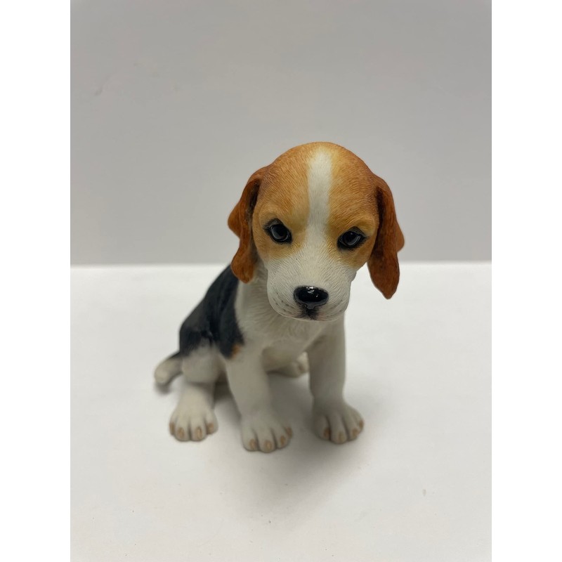 4.25 Inch Beagle Puppy Sitting Decorative Figurine, Brown and White