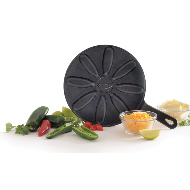 Norpro Pre-Seasoned Pepper Popper Pan, 9-inch, Black