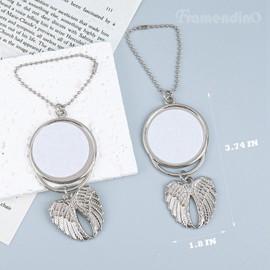 Framendino, 10 Pack Silver Angel Wing Pendant Car Hanging Ornament with Sublimation Blank Heat Transfer Photo for Home Window