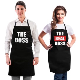 Funny Couple Aprons - Gift Ideas For Her Him - His and Her Aprons - Matching Kitchen Aprons - Couples Gifts - Birthday, Wedding, Engagement & Bridal Shower for Women and Men