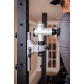 QMount Massage Gun Holder - Power Rack Mounted - Fully Adjustable - Holds Firm Never Moves or Slips - Hands Free Back Massager - Rack Attachments - Massage Gun Attachments