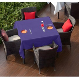 Elegant Event Essentials-Celebration-Ready Polyester Square Tablecloth Collection: Elevate Your Home, Wedding, and Dining Experiences with Elegance and Wrinkle-Free 35 x 35 Inch Navy Blue