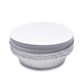 (45 Pack) Premium 9-Inch Round Foil Pans with Board Lids l Heavy Duty l Disposable Aluminum Tin for Roasting, Baking, or Cooking
