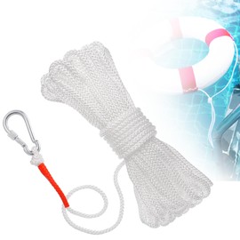 Water Floating Lifesaving Rope 49.2FT- Professional Throwing Rope Line with Hook Withstand 440lb for Ring Buoy- Water Life Rope Rescue Lifeguard Rescue Lifeline for Swimming Preserver Boat Anchor Rope
