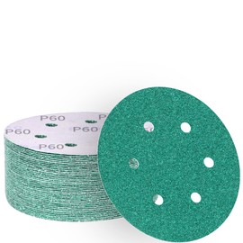 ALPXUXP Sandpaper 150 mm Velcro 60 Grit 6-Hole Sanding Discs Professional for Round Orbital Sanders (Pack of 50)