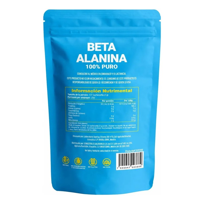 Beta Alanina en Polvo 500 Gramos 100 Pura y Sin