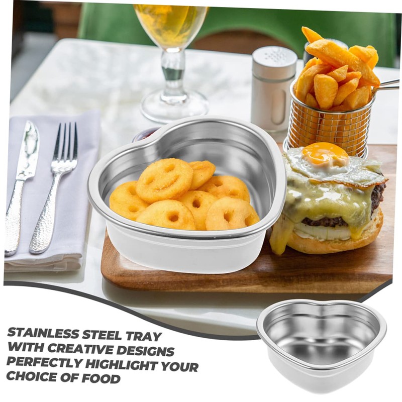 SHOWERORO Heart Shaped Stainless Steel Dish Snack Plate for Desserts