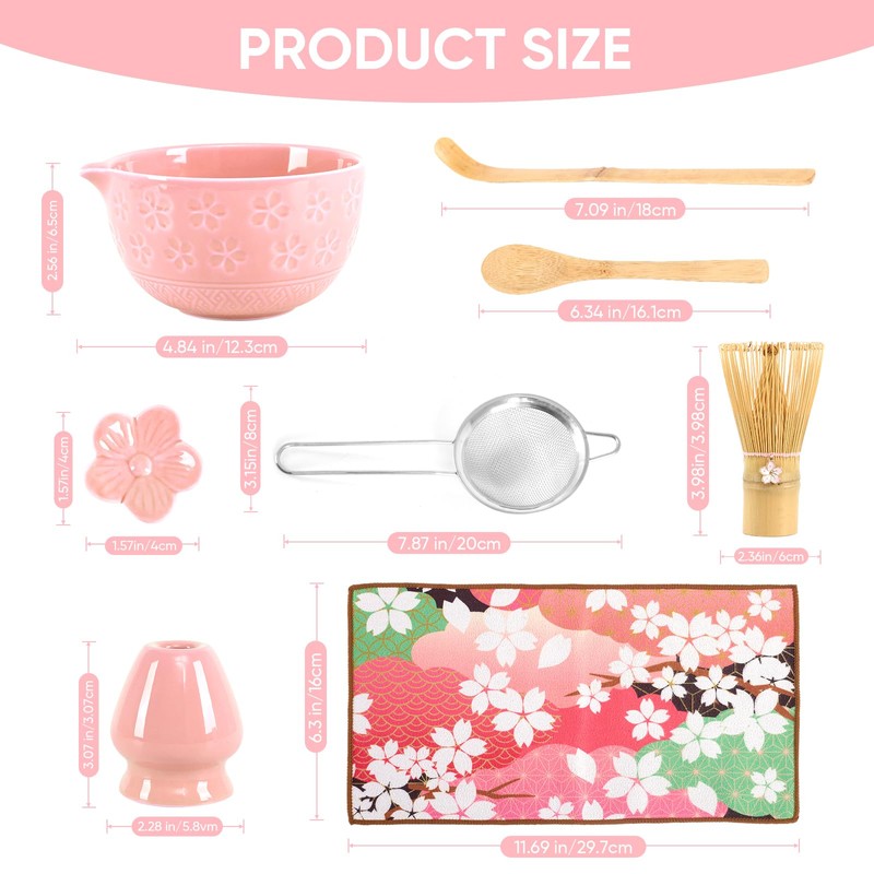 Matcha Tea Set, Including a Ceramic Matcha Bowl, Matcha Whisk