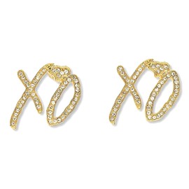 Unisex High Hip Hop XO Letter Earrings, New 2026 Rock Rapper Fashion Cubic Zirconia Exaggerate Studs Fashion Trendy Accessories Creative Gift（Studs Gold）