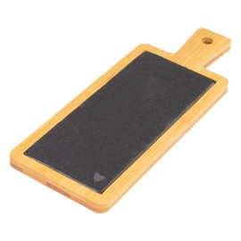 Westmark Bamboo and Natural Slate Serving Board with Motif and Handle, Square, Surface: 23 x 9 cm, Bamboo/Slate, Tapas + Friends, Light Brown/Anthracite, 69702241