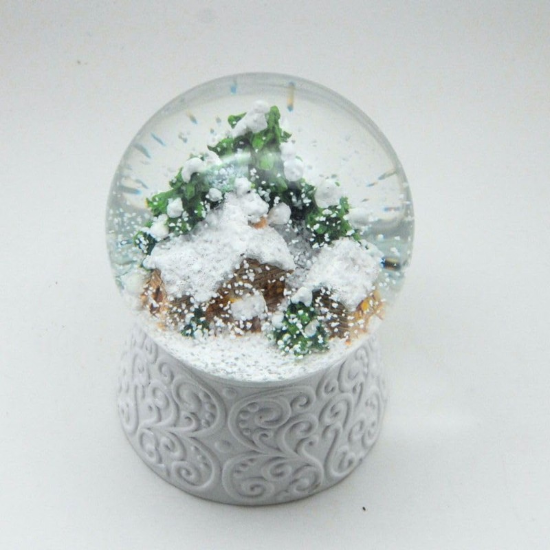 20148 Elegant Snow Globe Hut Magic with White Artificial Stone