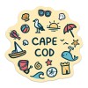 Retroplanet Cape Cod Playful Beach Icons Die Cut Sticker