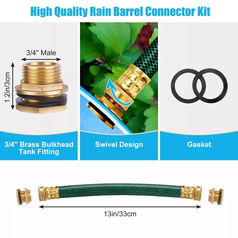 WADEO Rain Barrel Spigot, Brass Rain Barrel Quarter Turn Ball