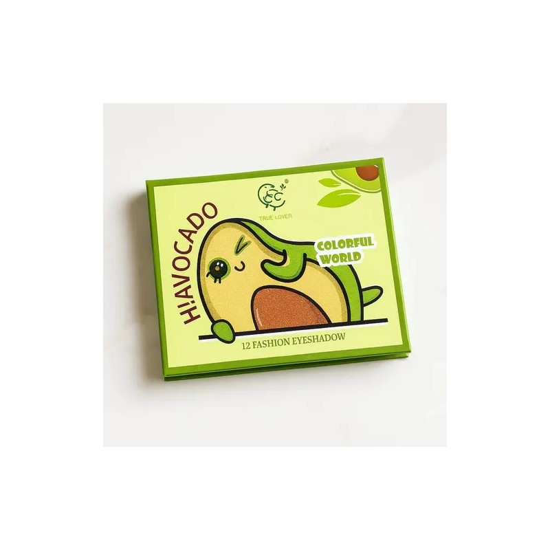 Paleta De Sombras Aguacate Cute 12 Colores, Glitter Y Espejo