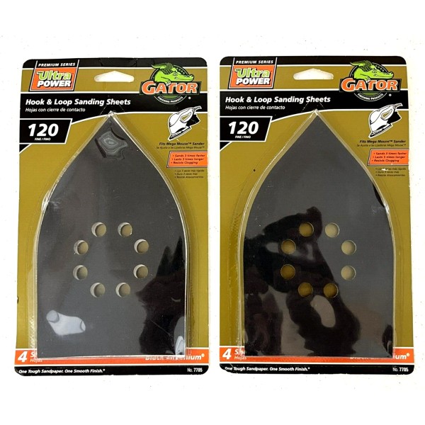 Gator Lot Of 2 Pkgs. Gator-Hook & Loop Sanding Sheets~120