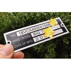 Trailer VIN ID Plate Blank Data TAG Model Identification VIN Serial Number, Model, Date of MFG and GVWR, Tailgating id plate for Cargo Carriers Trucks Boats Replacement Hin Number