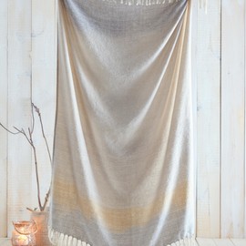 Drift Home - Ochre Gradient Throw (180 x 130cm) - Sustainable Recycled Cotton - Tassel Blanket - Eco-Friendly - Large Dip Dyed Throw