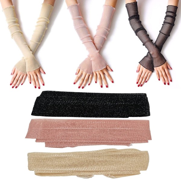 Molyorch 3 Pairs of Women's Cooling Arm Sleeves, Elastic, Non-Slip,