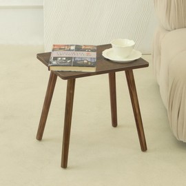 AWASEN Side Table, Small Wood End Table Living Room, Modern Accent Table with Solid Wood, Mini Bed Side Table for Bedroom Office Small Spaces, Rustic Brown