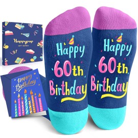 HAPPYPOP 60 Year Old Birthday Gifts for Women Men - 60th Birthday Socks, Best Gifts for 60 Year Old Woman Man, 60th Birthday Gifts for Her Him with Greeting Card