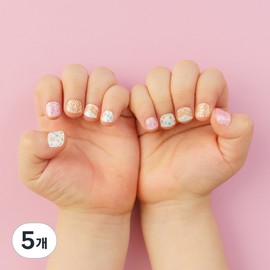 Bonbong Friends Nail Friends Bonbong Stick-on nail polish for kids ages 3 to 7, glitter coral, 5 pieces / 봉봉프렌즈 네일프랜즈봉봉 3~7세 키즈용 붙이는 매니큐어, 글리터코랄, 5개