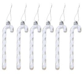 Festive Fix 6-Pack Unique Silver Glitter Candy Cane Christmas Decorations – Premium Plastic Candy Ornaments with Hanging Thread, Sparkling Holiday Decor for Parties & Festive Home Display