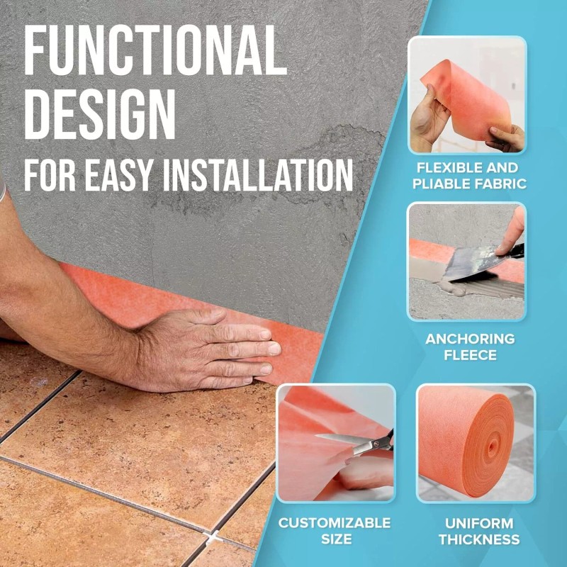 JJ Home Goods Waterproofing Membrane [4Mil - 5" x 33ft]