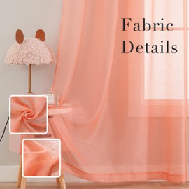 TOAVA DECO Coral Curtains for Bedroom Sheer 84 Inches Long 2 Panels Grommet Semi Coral Color Curtains for Living Room Light Filtering Translucent Window Curtains 52X84