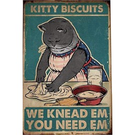 Kitty Biscuits We Knead Em You Need In Retro Metal Tin Sign Vintage Alum