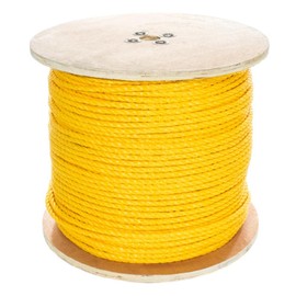 West Coast Paracord Twisted 3 Strand Polypropylene Rope (Yellow, 5/16 Inch, 500 Feet) - Waterproof and Floats in Water