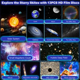 Upgrade 13 in 1 Home Planetarium Galaxy Projector for Bedroom,Star Projector Galaxy Light with Timer, Adjustable Focus Night Light Projector for Kids Adults,Ceiling Projector,Room Decor