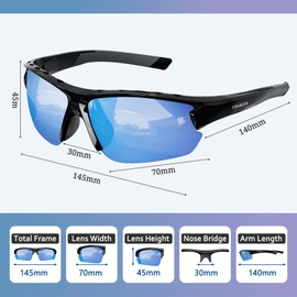Yibarler Cycling Glasses Men Women Polarised Sports Glasses Sunglasses Sunglasses UV400 Protection Cycling Glasses TR90 Flexible Frame for Cycling Fishing Running Golf
